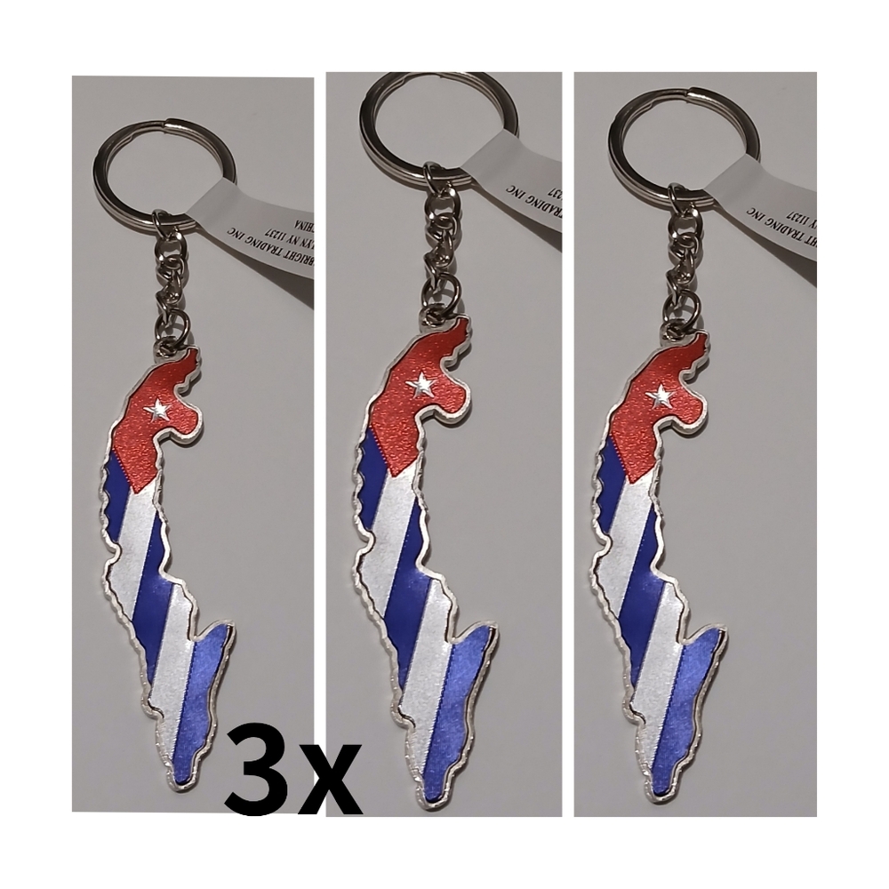 3x Cuba FLAG 🇨🇺 KEY HOLDER KEYCHAIN Keyring